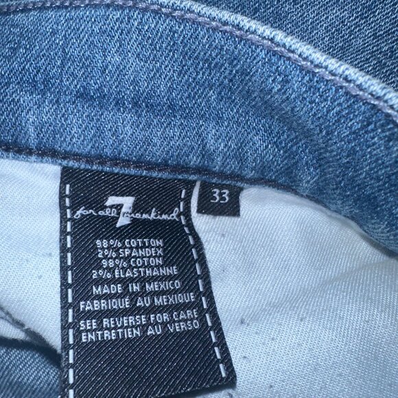 Mens' 7 (Seven) For Mankind Light Denim Slimmy Jeans - Tattered - 33/30 - Picture 12 of 13